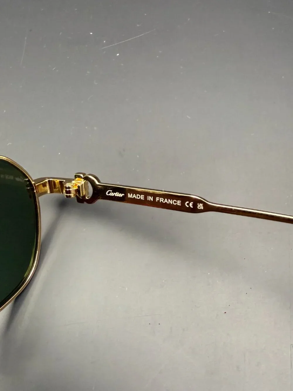 High‑End Designer Style Sunglasses, Slim Gold Metal Rectangle Frame Brown Lens F